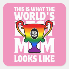 母の日の世界の母最高の虹の旗の色 スクエアシール