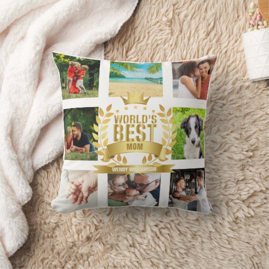 母の日の世界最高の母家族の写真コラージュ クッション (ブランケット)