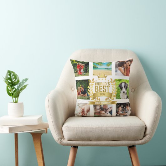 母の日の世界最高の母家族の写真コラージュ クッション (椅子)
