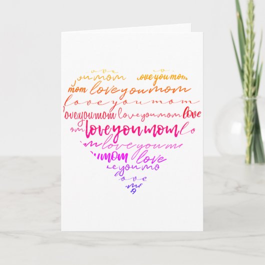 母の日の中で愛する母の言葉ハート カード (正面)