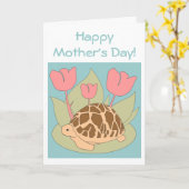 母の日の亀のカード（青） カード (黄色い花)