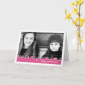 母の日の写真おばあちゃんピンク白い切り抜き カード (黄色い花)