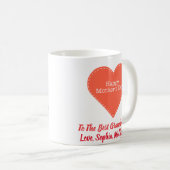 母の日の写真おばあちゃん最高のが今までかわいいハート コーヒーマグカップ (正面右)