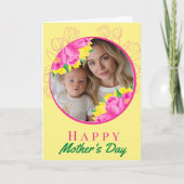 母の日の写真と水の色チューリップ カード (正面)