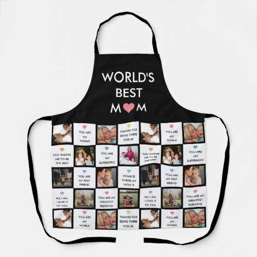 母の日の写真のコラージュと母最高のの引用文 エプロン (正面)