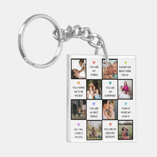 母の日の写真のコラージュと母最高のの引用文 キーホルダー (正面左)