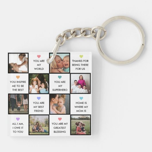 母の日の写真のコラージュと母最高のの引用文 キーホルダー (裏面)