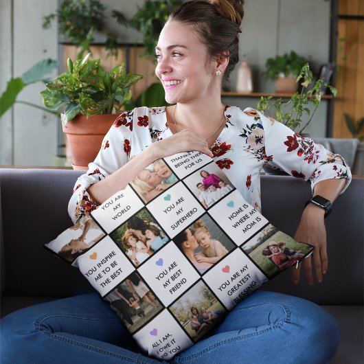 母の日の写真のコラージュと母最高のの引用文 クッション