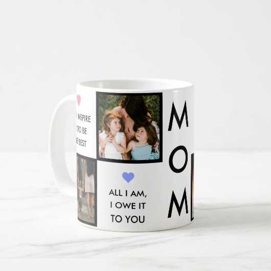 母の日の写真のコラージュと母最高のの引用文 コーヒーマグカップ (正面左)