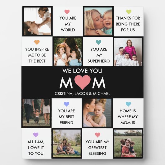 母の日の写真のコラージュと母最高のの引用文 フォトプラーク (正面)