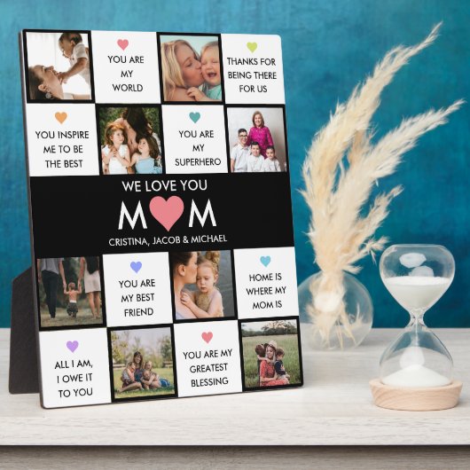 母の日の写真のコラージュと母最高のの引用文 フォトプラーク (側面)