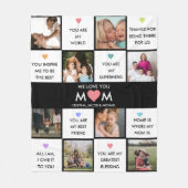 母の日の写真のコラージュと母最高のの引用文 フリースブランケット (正面)