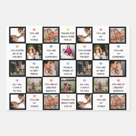 母の日の写真のコラージュと母最高のの引用文 ラッピングペーパーシート (正面3)
