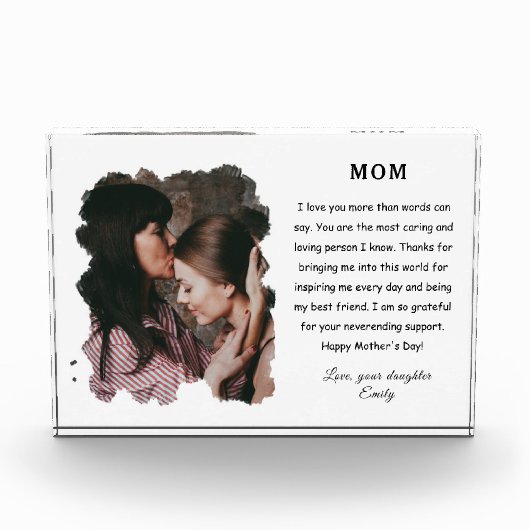 母の日の写真の美しい伝言娘モダンさん   フォトブロック (正面)