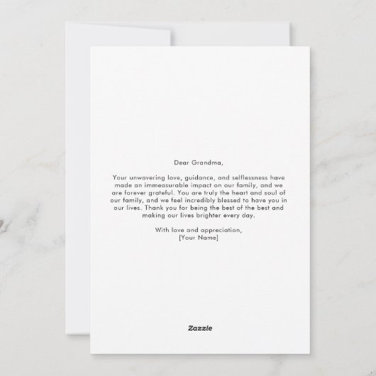 母の日の写真を入れた祖母へのカード シーズンカード (裏面)