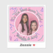 母の日の写真を追加Mom最高の Everレトロパターン シール (シート)