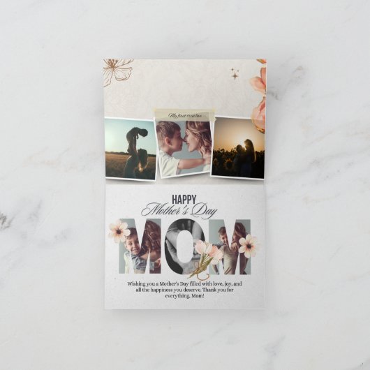母の日の写真カスタム折りグリーティングカード カード (内部)