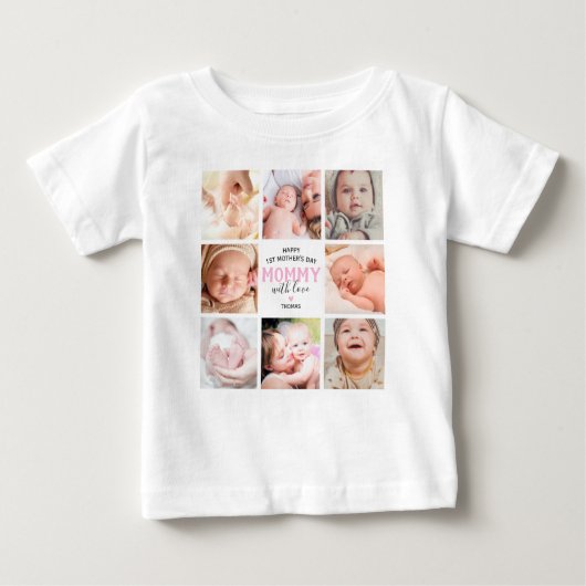 母の日の写真コラージュ ベビーTシャツ (正面)