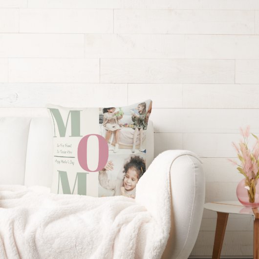 母の日の写真コラージュ | MOM文字 – クッション (ソファ)