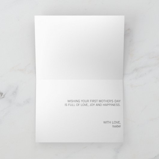 母の日の写真ハート新しい母ピンクブラウン カード (内部)