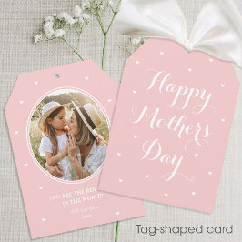母の日の写真パーソナライズされた名ピンク カード