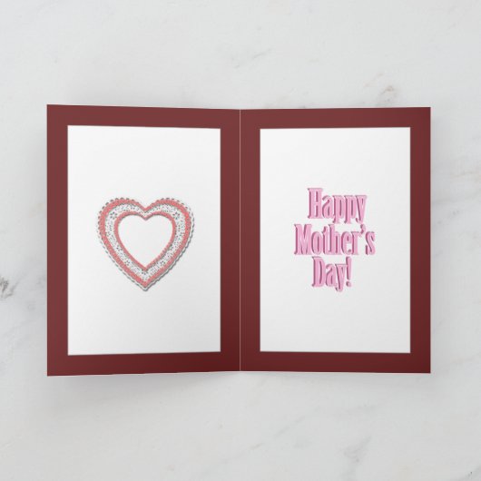 母の日の写真フレーム用のレースハート カード (内部)