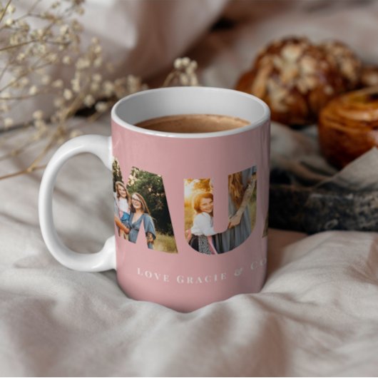 母の日の写真モダン3エレガント枚（ピンク） コーヒーマグカップ