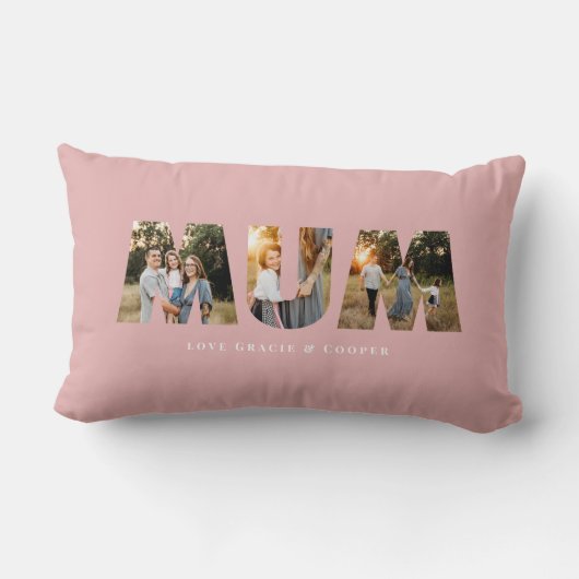 母の日の写真モダン3エレガント枚（ピンク） ランバークッション (裏面)