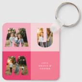 母の日の写真モダン3ガーリー枚（ピンク） キーホルダー (裏面)