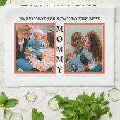 母の日の写真表示コラージュ母 キッチンタオル (折り畳み)