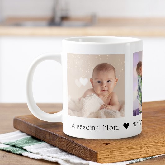 母の日の写真3枚 オリジナル巨大コーヒーマグ ジャンボコーヒーマグカップ