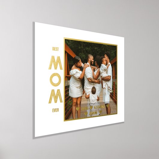 母の日の写真、スクリプトモダン文字金ゴールドシルバー 箔ポスター (レイダウン)