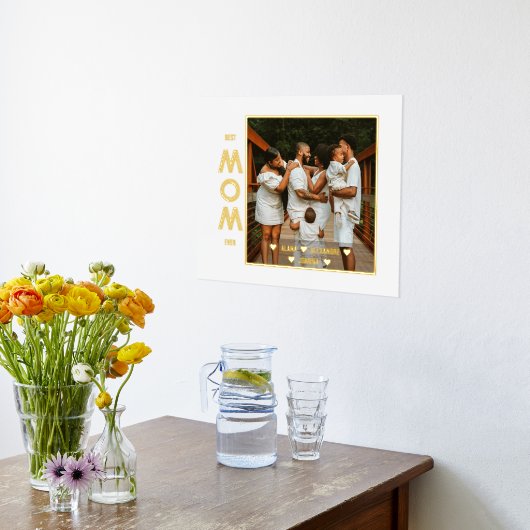 母の日の写真、スクリプトモダン文字金ゴールドシルバー 箔ポスター (レイダウン (キッチン))
