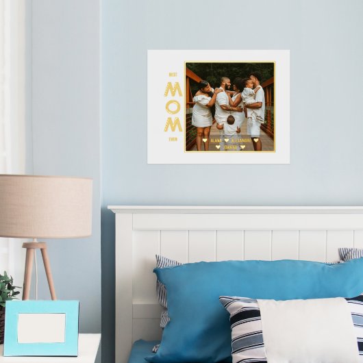 母の日の写真、スクリプトモダン文字金ゴールドシルバー 箔ポスター (インサイチュ (寝室))