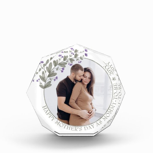 母の日の写真 – 紫の野花で囲まれた フォトブロック (正面)