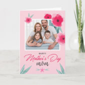 母の日の写真 花 ピンクのグリーティング カード (正面)