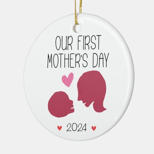母の日の初めての母パーソナライズされた セラミックオーナメント (左)