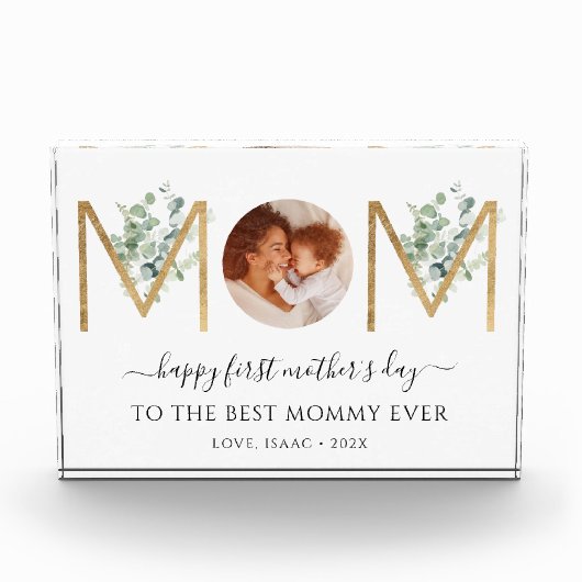 母の日の初日植物文字写真 フォトブロック (正面)