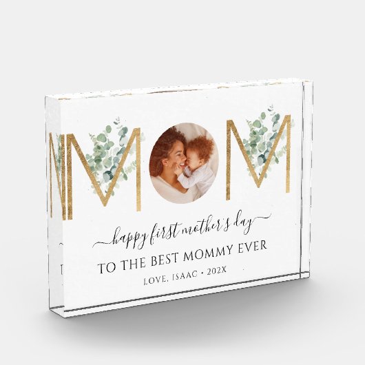 母の日の初日植物文字写真 フォトブロック (左)