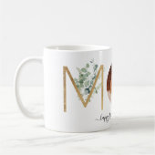 母の日の初日金ゴールド植物文字写真 コーヒーマグカップ (左)
