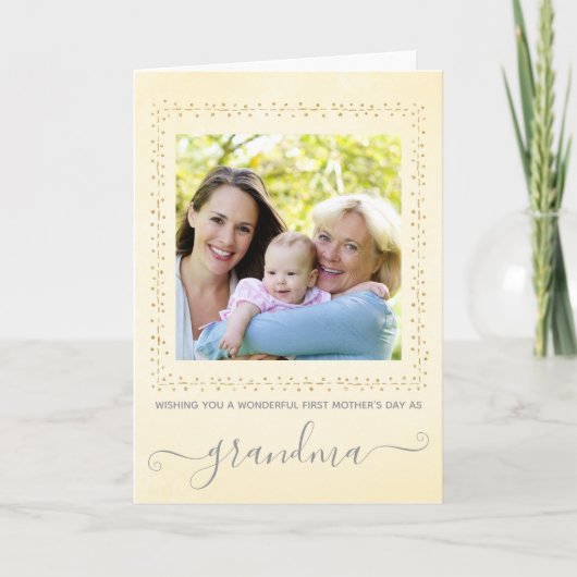 母の日の初日、黄色い水彩の洗濯写真 カード (正面)