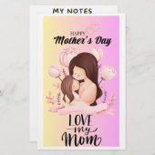 母の日の印刷可能なpng 便箋 (正面/裏面)