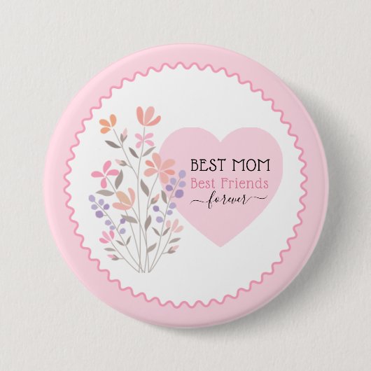 母の日の友最高の達は永遠のフローラハートだ 缶バッジ (正面)