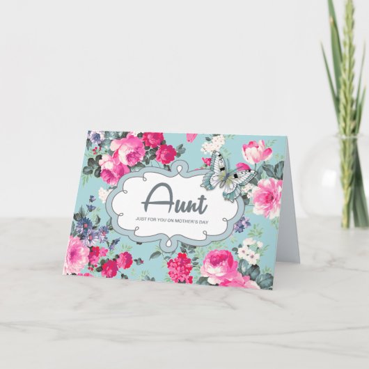 母の日の叔母のために。ヴィンテージバラ カード (正面)
