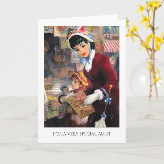 母の日の叔母のためのヴィンテージアート カード (黄色い花)