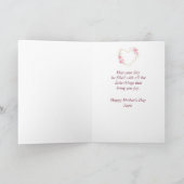 母の日の叔母ピンクの花のハート カード (内部)