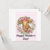 母の日の可愛いユーモア牛カスタムフラワーリーフ カード (正面/裏面インサイチュ)