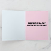 母の日の可愛い顔を覗かせる猫のグリーティングカード カード (内部)