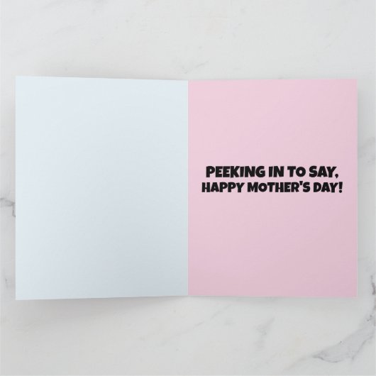 母の日の可愛い顔を覗かせる猫のグリーティングカード カード (内部)