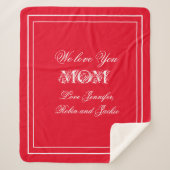 母の日の名前ゴージャスカスタマイズシックレッド シェルパブランケット (正面)